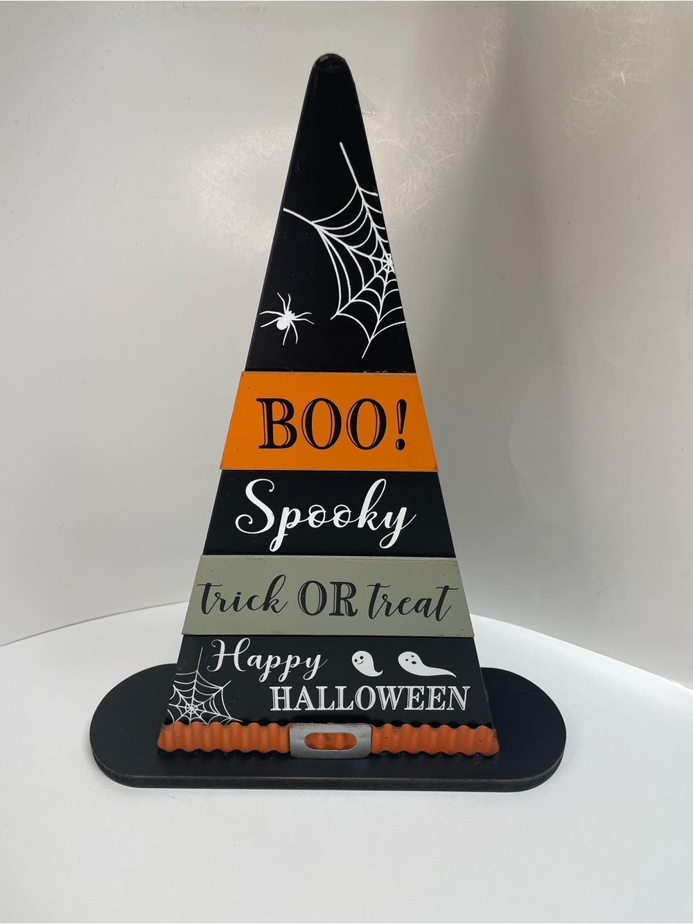 Halloween Cone Sign - Black & Orange Size 13 X 17 Spooky Boo 👻